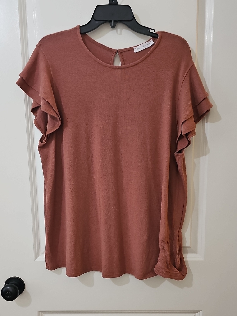 Ces Femme Dusty Rose Ruffle Sleeve Knit Top